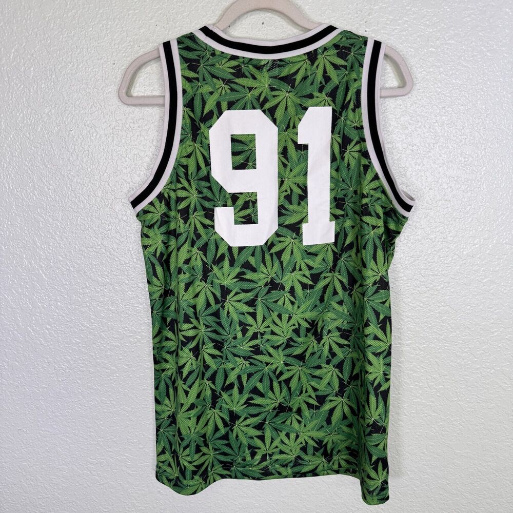 Death Row Records Jersey Mens Medium Basketball Hip Hop Rap Green Leaf Shirt M - Picture 5 of 10